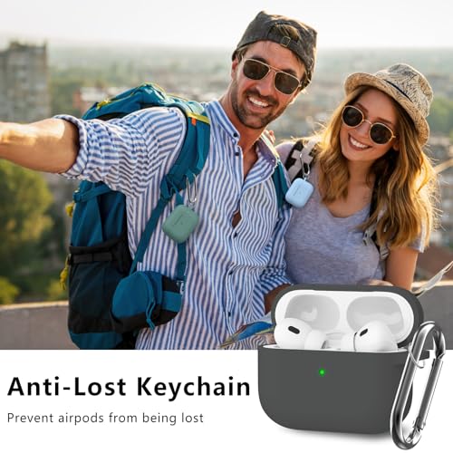 Image of Ljusmicker for AirPods Pro Case Cover with Cleaner Kit,Dark Grey | Silicone Protective Cover for Apple AirPods Pro 2nd /1st Generation Case with Keychain for Women Men,Shockproof
