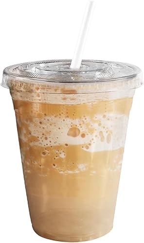 Miniatura 3 de Vasos desechables de plástico transparente extra grandes con tapas y pajitas, 100 unidades, 24 onzas (onzas) taza de PET transparente para batidos