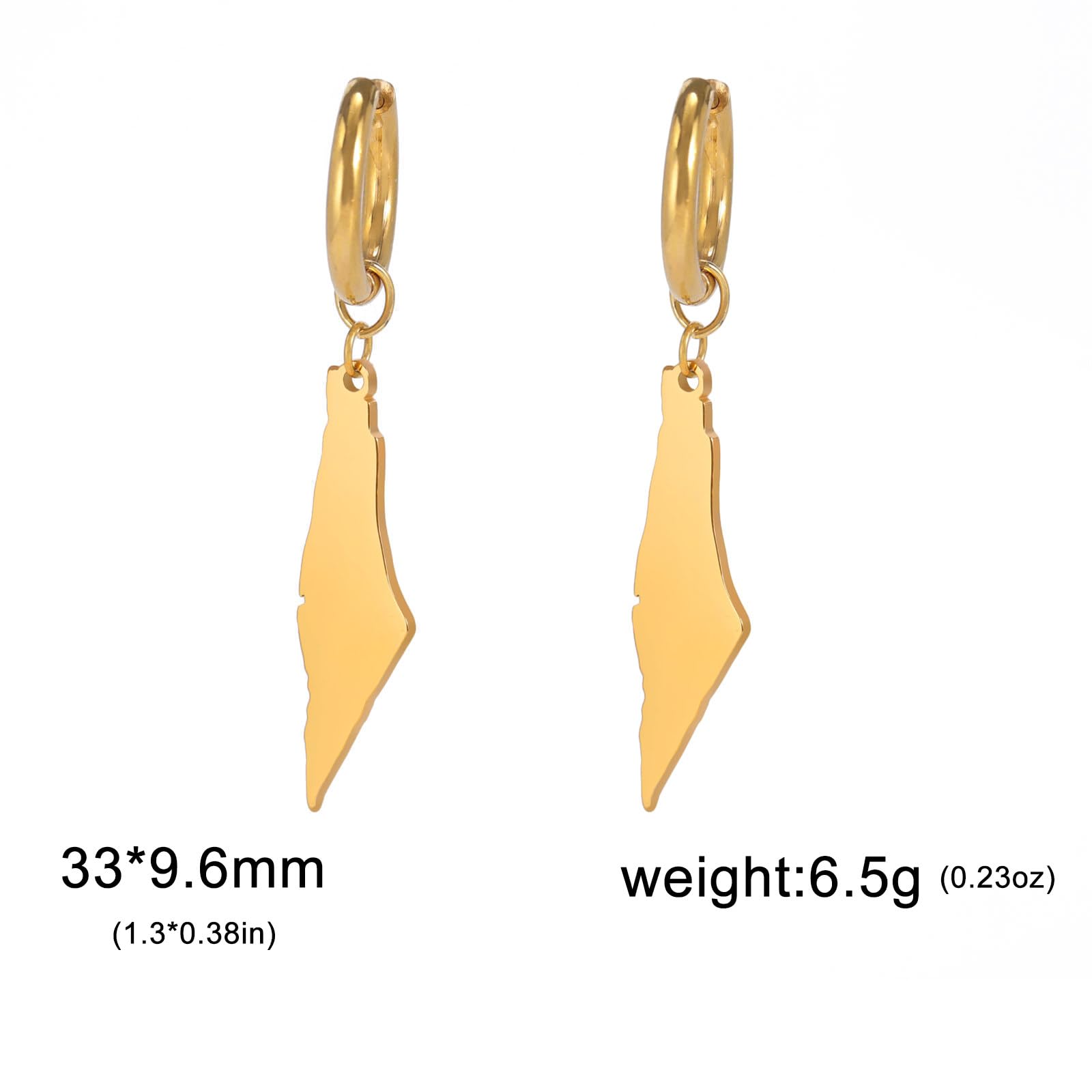 Israel Palestine Map Dangle Earrings - Cross Shape Drop Earrings, Solid Color, Hook Back, Jewelry For Women & Men - View #5