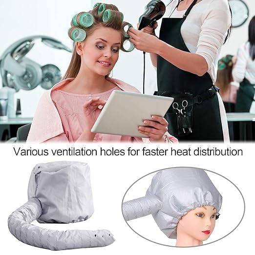 krupanidhi Hair Dryer Bonnet Hood Nylon Hair Dryer Attachment Head Cover Hot Oil Treatment Hat for Home & Salon,multicolor 1
