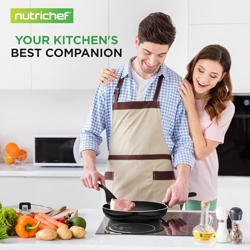 Image of NutriChef 17-Piece Non-Stick Pans & Pots Set - Space-Saving, Induction-Compatible, Foldable Knob, Black Cookware with Heat-Resistant Utensils for Kitchen & RV