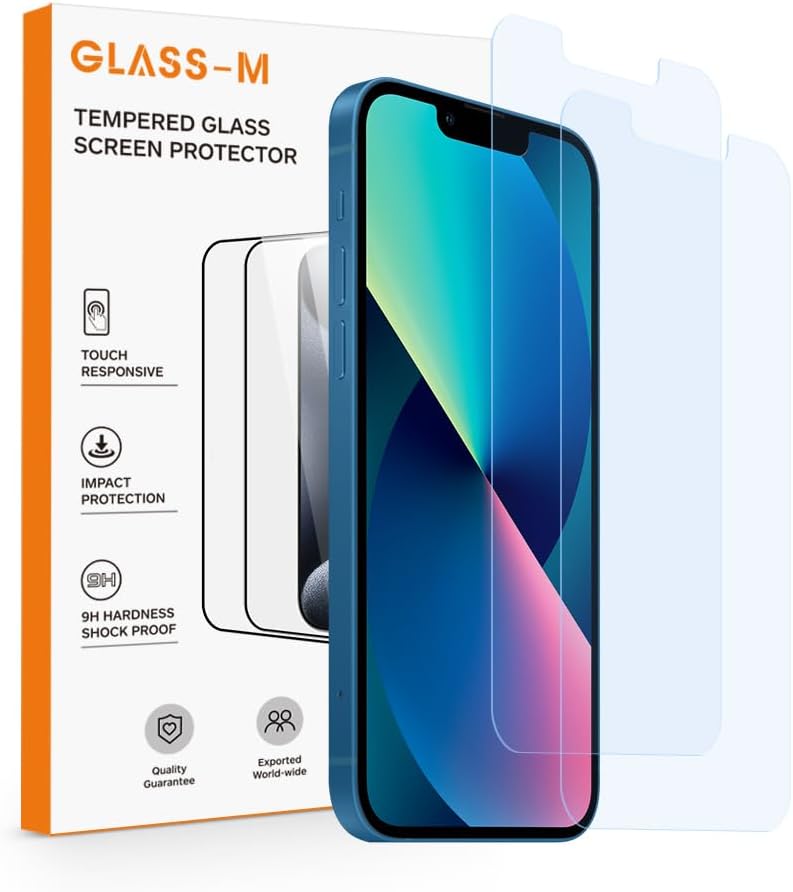 GLASS-M Anti-Blue Light Screen Protector for iPhone 13 Mini, Eye Protection 9H Tempered Glass, Full Coverage Anti Blue Ray Glass Screen Cover, Blue Light Blcoking Film – 2 Pack GLASS-M Anti-Blue Light Screen Protector for iPhone 13 Mini, Eye Protection 9H Tempered Glass, Full Coverage Anti Blue Ray Glass Screen Cover, Blue Light Blcoking Film – 2 Pack