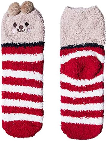 Fluffy Socks Womens Slipper Socks Cozy Thermal Socks Girls Soft Fuzzy Socks Thick Socks Winter Warm Socks Home Socks Cut Animal Bed Socks Chiristmas Socks