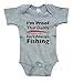 RoyalT Wardrobe "Proof Daddy Isn't Always Fishing" gray bodysuit black text (3-6)