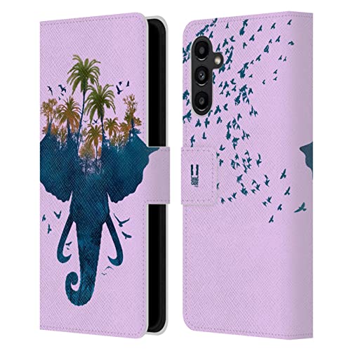 Étui en Cuir Finition Silhouette Éléphant pour Samsung Galaxy A13 5G