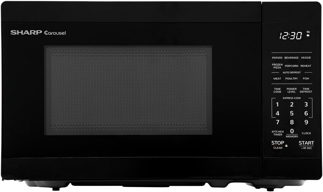 SHARP ZSMC0760HB Compact Oven with Removable 10" Carousel Turntable, Cubic Feet, 700 Watt Countertop Microwave, 0.7 CuFt, Black