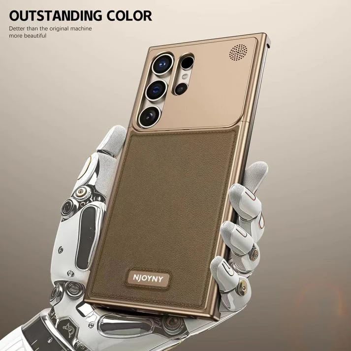 Image of Business Leather Case for Samsung Galaxy Case Compatible with Mag Charging|Cloth Aroma Therapy Phone Case with Magnetic Absorption Function (Leather-Brown, Samsung Galaxy S24 Ultra)