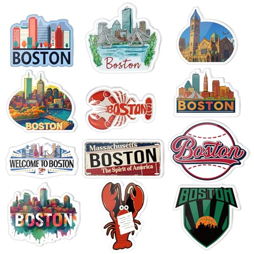 Set de 12 imanes decorativos para refrigerador Boston
