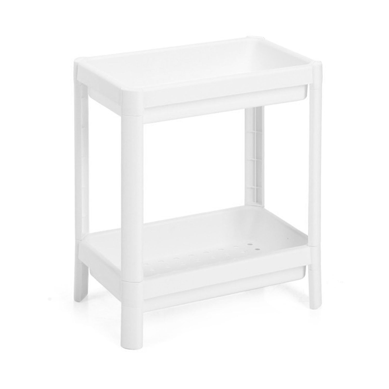 Estantería de suelo de baño de 2 niveles, estante de suelo con agujero de drenaje, multifuncional, estable, poco espacio, estante de pie para cuarto de baño, cocina