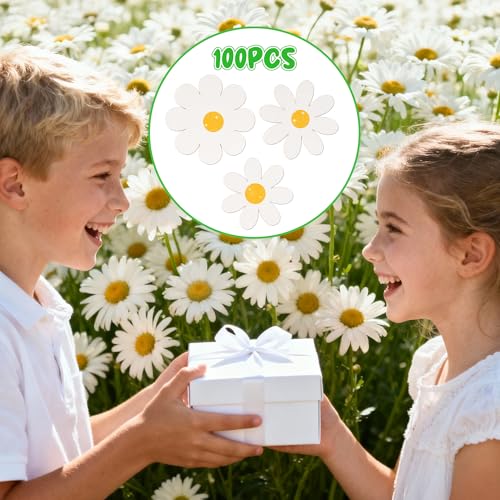 Image of Spring Daisy Flower Paper Cutouts - 100Pcs Glitter White Daisy Flower Paper Cutouts for Boho Groovy Retro Themed Birthday Baby Shower Easter Party Favor Supplies Home School Bulletin Board Wall Decor