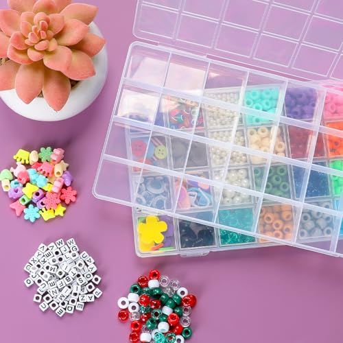 Image of Eppingwin 32 Grids Bead Organizer, Craft Organizers and Storage, Acrylic Organizers, plastic Bead Organizer Box for Crafts Organizing Storing (4 pack)