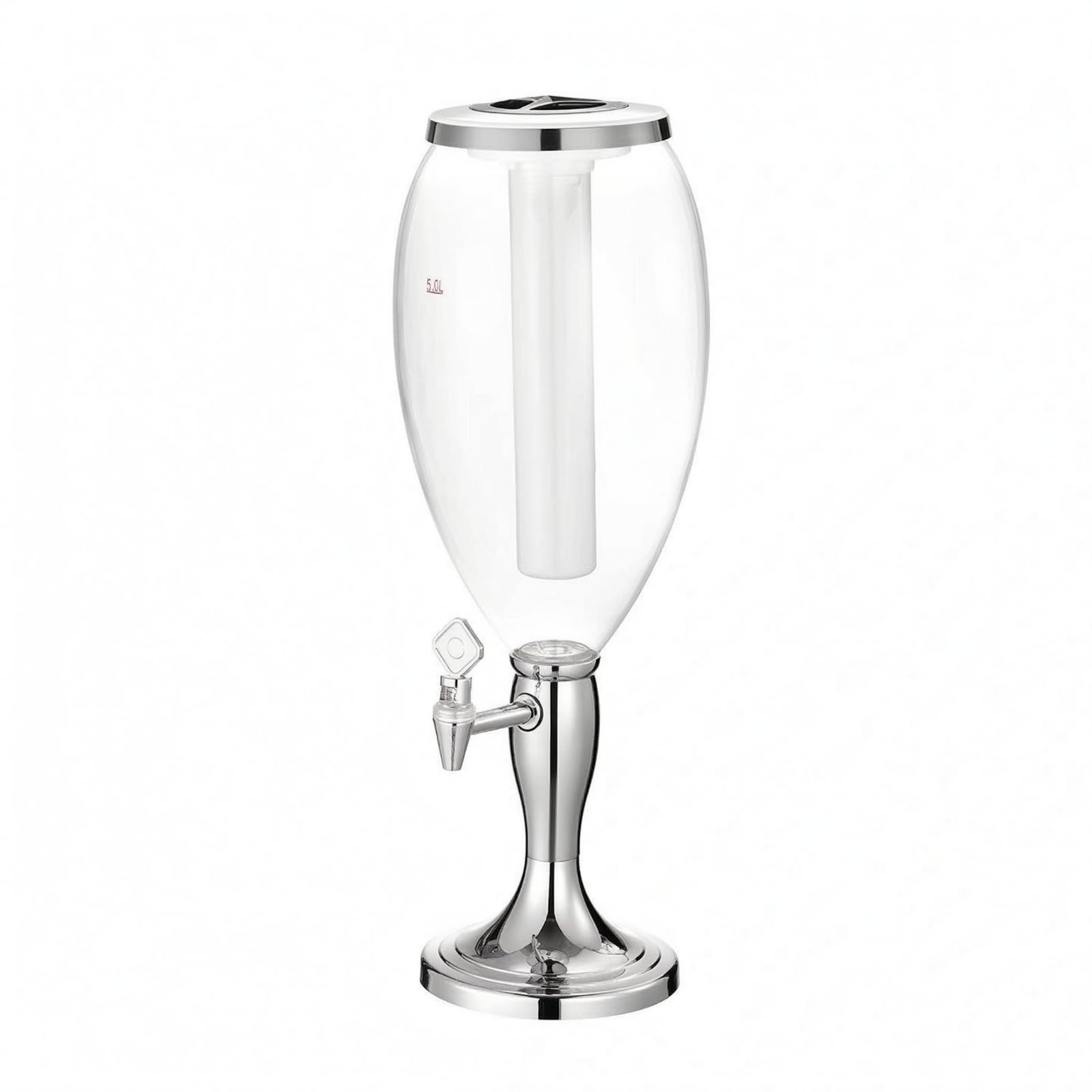 Getränkespender Bierdispenser Zapfsäule Getränkebehälter Ausgießer mit Lichteffekt Im Reservoir Hervorgehobener Durchsichtiger für Tischbedienung für, Silber, 5L