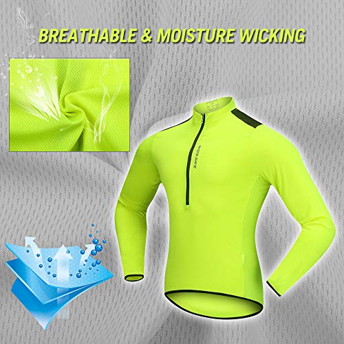Andoer Camisa de manga comprida masculina de ciclismo primavera outono meio zíper MTB ciclismo