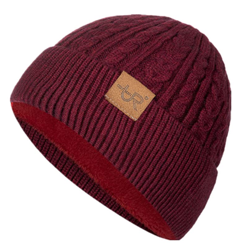 LEMITA Sombrero de invierno unisex Añadir sombrero de lana forrado de piel Gorro suave para hombres y mujeres, cálido y grueso al aire libre Streetwear sombrero de punto, rosso, Talla única