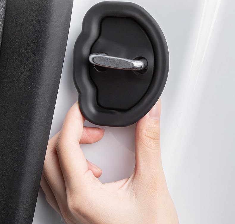 CCeCCe 4 Pack for Tesla Door Latch Lock Cover Silicone Door Lock Latches Cover Protector Car Door Latch Guard Door Striker Cover for Tesla Model 3 Tesla Model Y