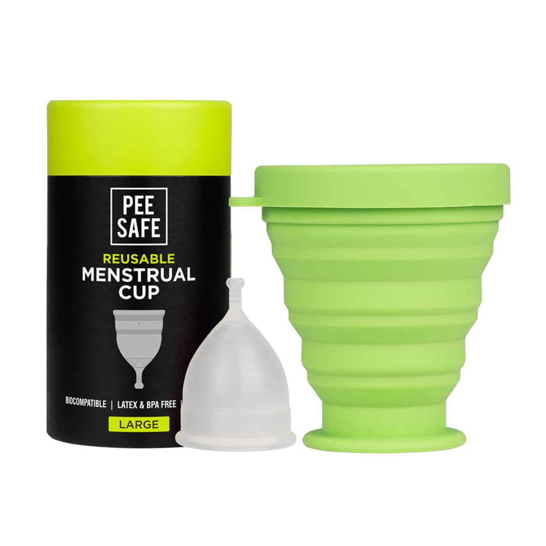 PEESAFE Menstrual Cup For Women Large Size With Pouch And Menstrual Cup Sterilizing Container Combo Medical Grade Silicone Microwaveable, Friendly Sterilizer Container, Grey, Count 2-picture-24