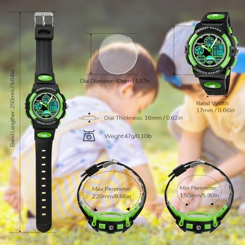 Image of Dayllon Boys Watch,Kids Watch for 5-15 Year Old Boys,Digital Sport Outdoor Multi Function Waterproof with LED Alarm Calendar Analog Watch for Kids Gifts
