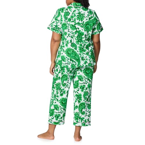 Image of Bed Head PJs Womens Matching Pajamas - Soft Organic Cotton Button Down PJ Shirt & Cropped Pants Set - Loungewear & Sleepwear
