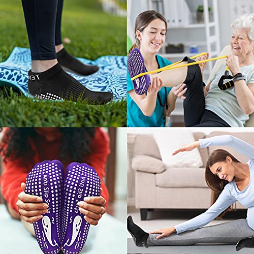 Image of 3 Pairs Non-Slip Yoga /Pilates Socks with Cushioned Sole & Anti-Skid Grip for Women Men, Home /Hospital /Workout /Sports