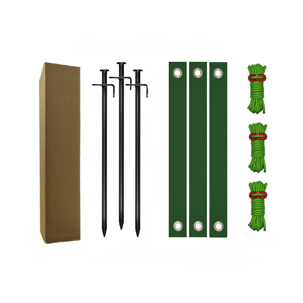 9 Stück Baumpfahl Kit Baum Unterstützung Strapazierfähige Baumstützen Set Mit Stahl Erdspieße Baumgurte 40cm und Reflektierendes Seil Verankerungs für Junge bäume Gegen Starke Winde Baumschutz