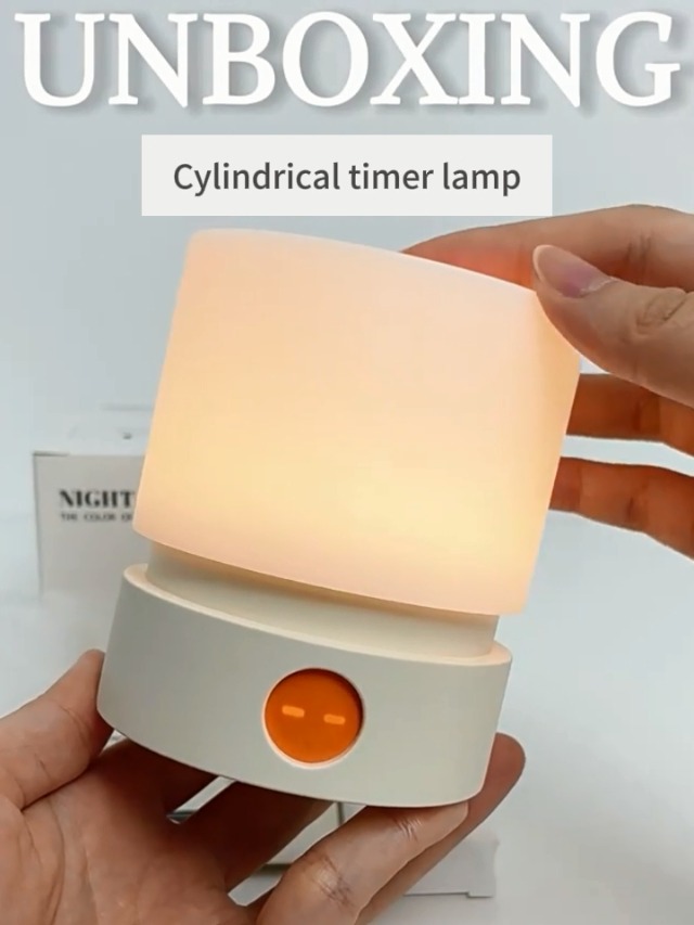 Image of Cylindrical Lamp Cute Night Light USB Charging Nordic Rotating Digital Display, Timer, Rechargeable, Dimmable, Sleep Companion Night Light(White)