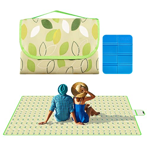 Drvaige picknickdecke wasserdicht, Outdoor Picknickdecke 200x200cm Faltbar Stranddecke Waschbar, Picknickmatte mit Tragegriff für Park, Picnic,Strand, Camping(grün) Cover