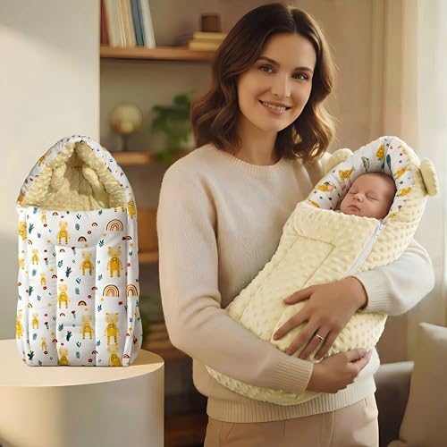 Image of StarAndDaisy 3 in 1 Baby Sleeping Bag /Baby Bedding Set for new Born, Baby Bed for New Born /Foldable & Washable Cotton Design /Comfortable Sleeping Bag for Baby 0-12 Months (Giraffe Print)