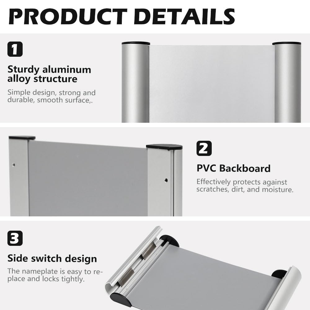 6 Piezas A6 Placa Puerta Oficinas, Autoadhesivas Identificativas de Aluminio(148x105 mm) para un Fácil en la Pared Señalización Profesional para Espacios de Trabajo, Consultas, Exposiciones