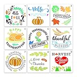 Thanksgiving Stencils for Craft - 9pcs Fall Stencil Reusable Including Hello...