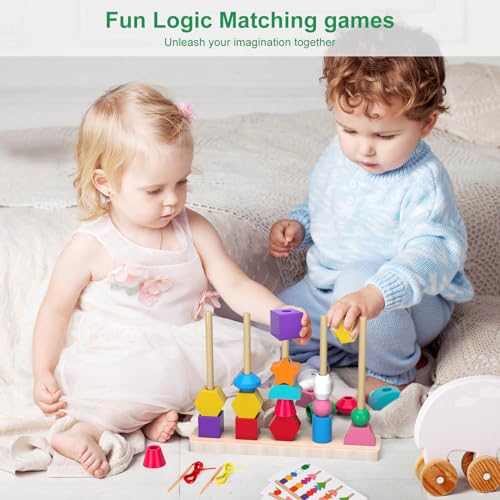 SOLMAN Montessori Wooden Toys for Boys Girls,Stacking Shape Sorter Toys for Toddlers,Educational Learning Toys - Birthday Gifts - Image 7