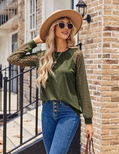 Image of HOTOUCH Women's Lace Long Sleeve Spring Dressy Casual Business Work Trendy Shirts