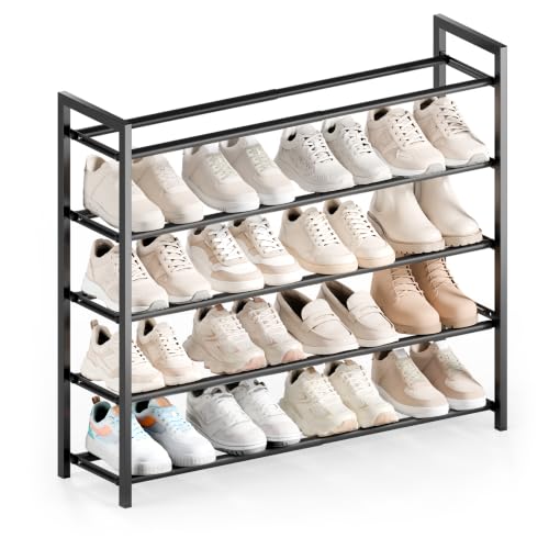 Image of Bumusty 5-Tier Expandable Shoe Rack for Closet, 18 inch-33 inch Adjustable Shoe Rack for Small Space, Small Shoe Organizer for Front Door, Sturdy Metal (Large)