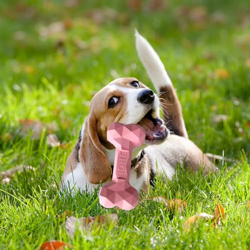 SAVOSWEET Kauspielzeug Hund Knochen Gummi, Hundespielzeug Knochen Unzerstörbar, Hundeknochen Kleine Hunde Rosa, Geeignet für Hunde Innerhalb von 5 Kg, Hundespielzeug zur Zahnreinigung
