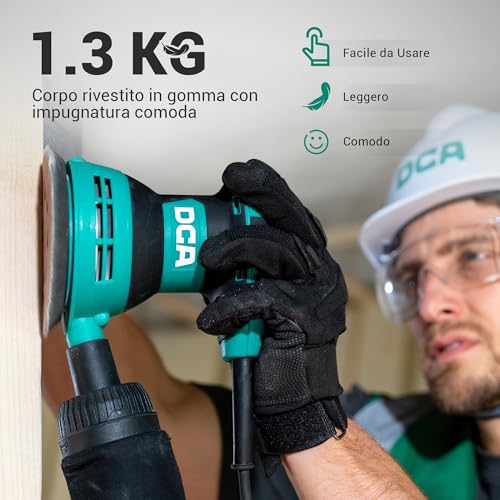DCA Lijadora Orbital 300W, 6 Velocidades 12000RPM Lijadora Madera, Lijadora Eléctrica con Recogida de Polvo, 10psc 125MM Lija para superficies de madera y acero, lijado y pulido de madera, DIY - imagen 6