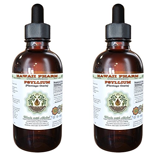 Psyllium Alcohol-Free Liquid Extract, Psyllium (Plantago Ovata) Seed Glycerite Natural Herbal Supplement, Hawaii Pharm, USA 2x4 fl.oz