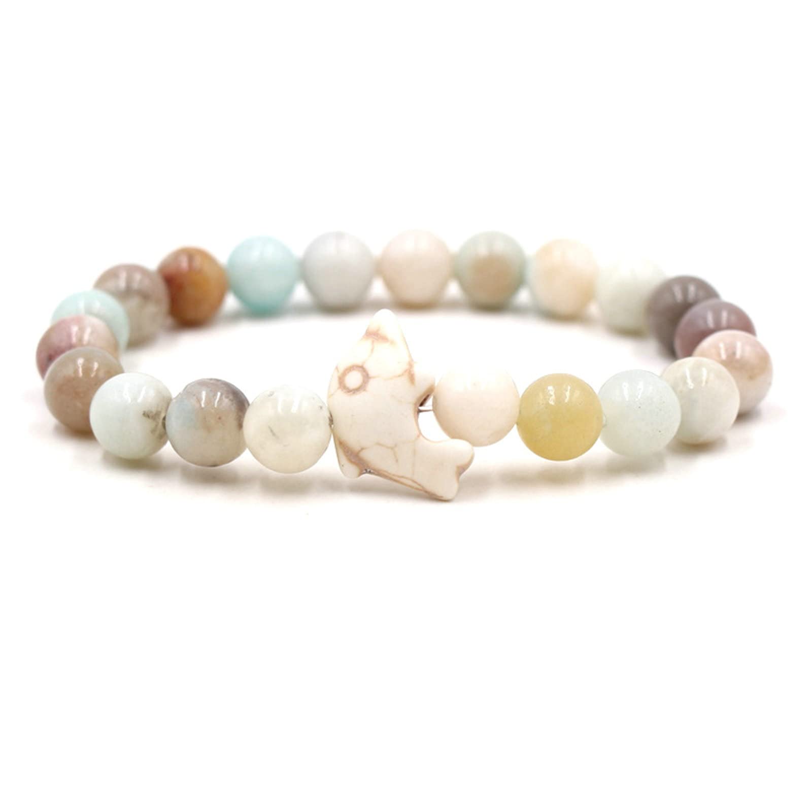 Herren -Natursteinarmbänder, 8 mm Zwei -Ton -Perlen -Armband Damen Dehnungsbänder Armbänder 19cm