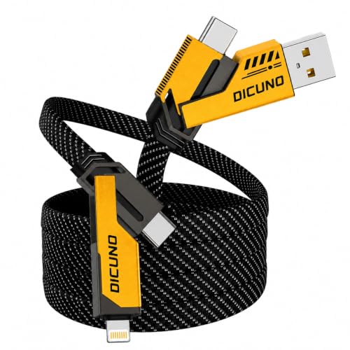 Image of (2 PC) 4in 1 Charging Cable, All in One Charger With USB C Type Cable Fast Charging, Type A Charger Cable, Charger Wire, Mobile Charger Cable, 3 in 1 Charging Cable Fast Charging for Home & Travel