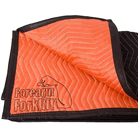 Forearm Forklift FFMB Full Size Medium Weight Quilted Moving Blanket (45.6 lb/dz), 72" x 80", Blaze Orange/Black, Pack of 1 Cover