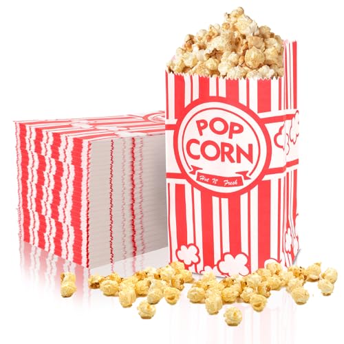FICOFISE Papier Sacs à Popcorn 100 Pièces, Petits Sachet Pop Corn, Sachet Papier, Sac de Bonbons, Machine a Pop Corn, Accessoires pour Pop-corn, pour Le...
