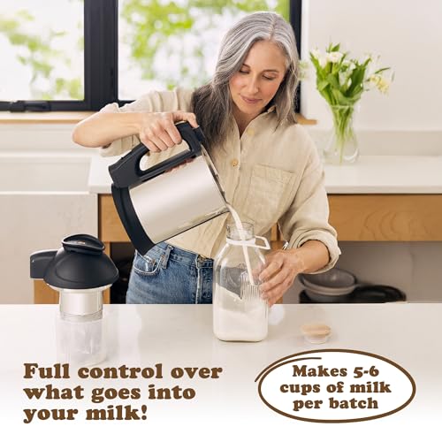 Image of Almond Cow Nut Milk Maker Essentials Bundle - Includes Plant-Based Milk Maker, 60 fl oz Glass Pitcher with Lid & Spout, and 13 inch Cleaning Brush - DIY Nut Milk, Perfect Accessories for Homemade Nut Milk