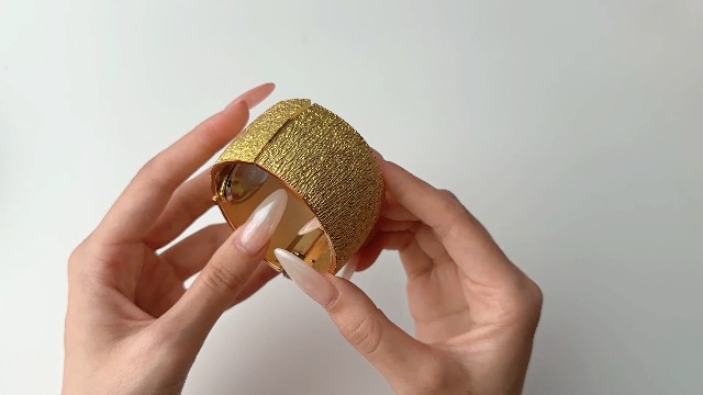 Bracelet Manchette Doré Or Jaune Jonc Rigide - Neuf Sans Emballage - Femme Mode