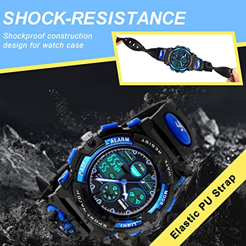 image for eYotto Kids Sports Watch Waterproof Boys Multi-Function Analog Digital