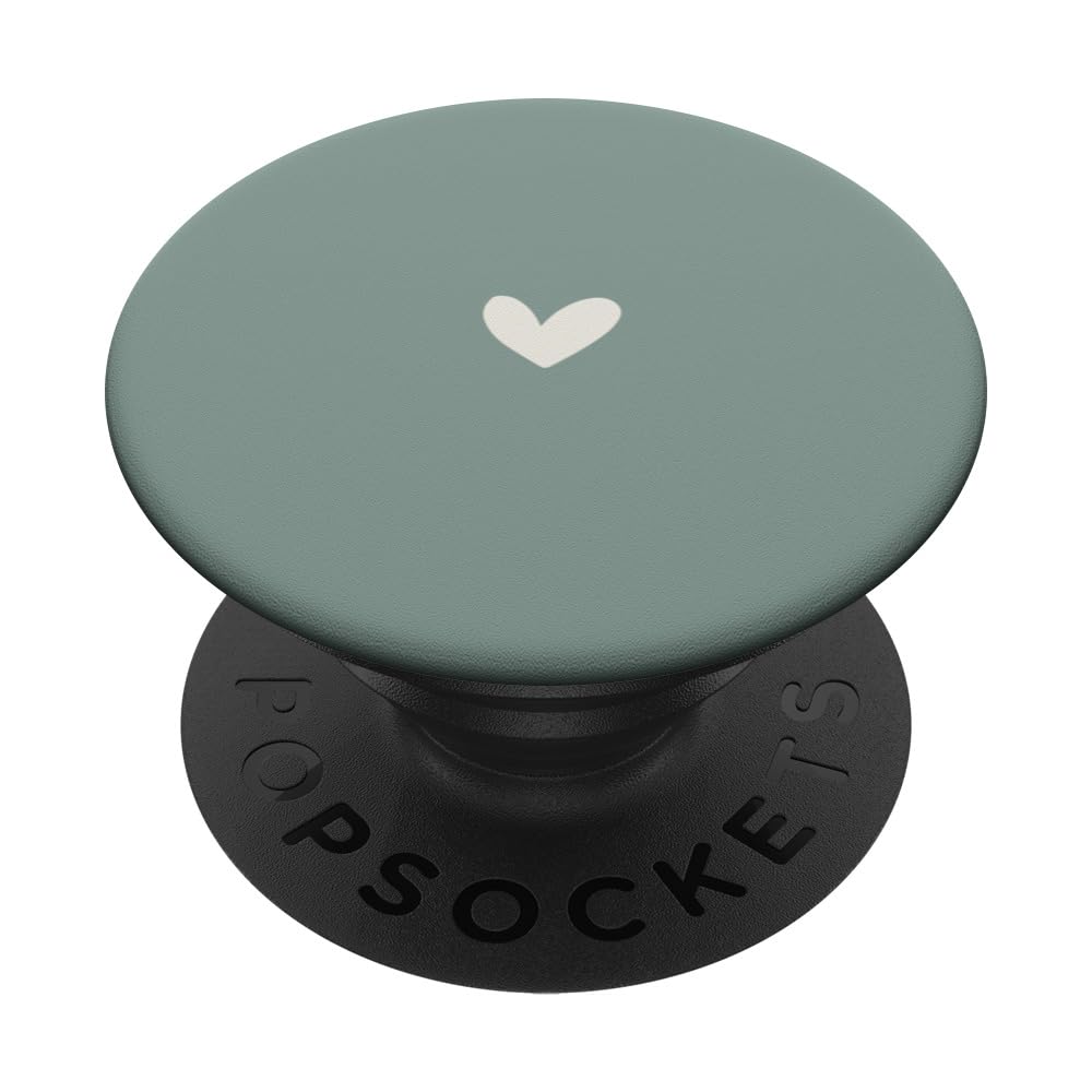 Dusty Jade Green - Cute Simple Chic Boho Hand Drawn Heart PopSockets Swappable PopGrip
