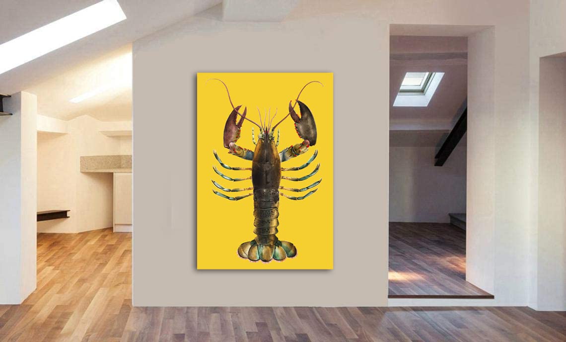 Aragosta Giallo - Stampa Su Tela Con Cornice - Varie Dimensioni (A4 30x20cm)