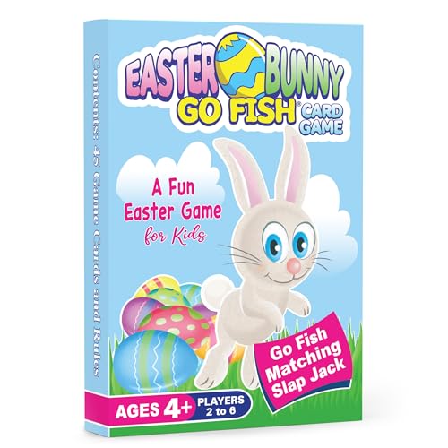 Arizona GameCo Easter Bunny Go Fish Game for Kids - Ages 4 & Up - Play Go Fish, Old Maid & Slap Jack with 1 Deck | Fun Easter Gift for Boys Girls and Essential Basket Stuffers for Kids