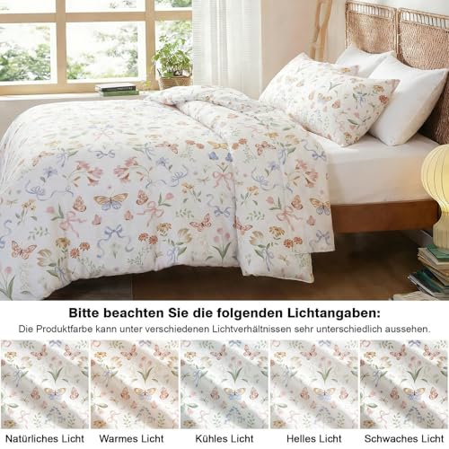 Tospass Bettwäsche 135x200 Blumen Bunt Floral Schmetterling Bettwäsche Set – Ansicht 3