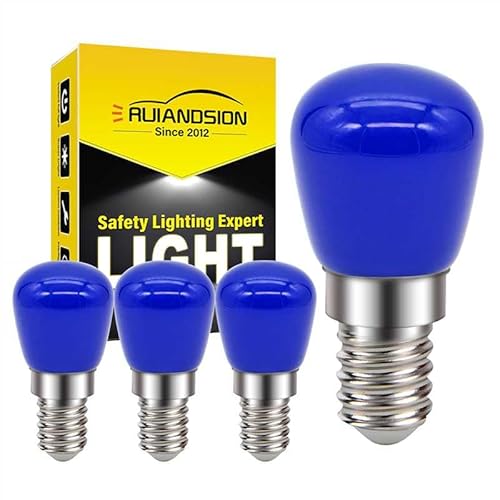 Ruiandsion E14 LED Glühbirne 220V Kühlschrank Birnen Ersatz für Appliance Kühlschrank Dunstabzugshaube, Blau (4er Pack)
