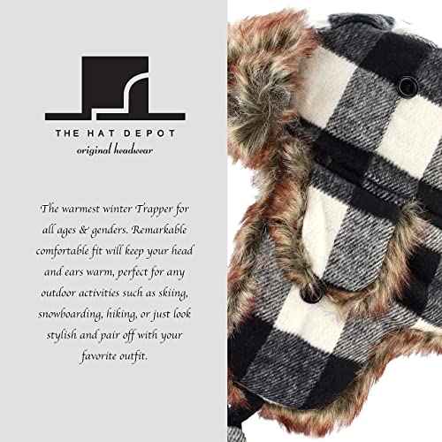 Image of Faux Fur Safety Reflective Aviator Trapper Hat Snow Ski Trooper Winter Cap