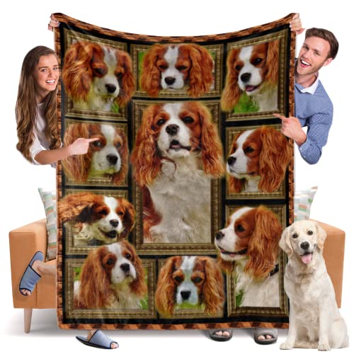Throw Blanket King Charles Cavalier Dog Blankets Fuzzy Fleece Soft Blanket Cozy Warm Travel Blanket...