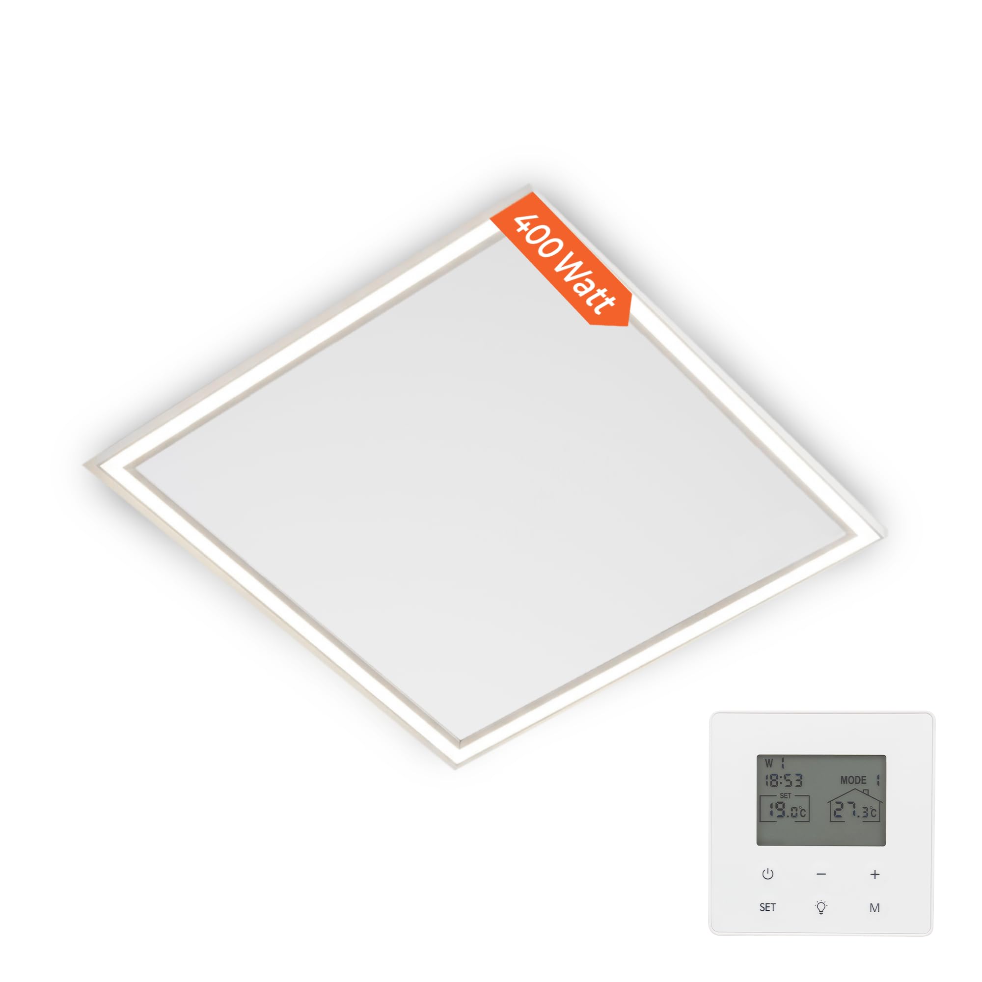 KLAMER Infrarot Deckenheizung 400W, 2in1 Licht & Heizung, Fernbedienung